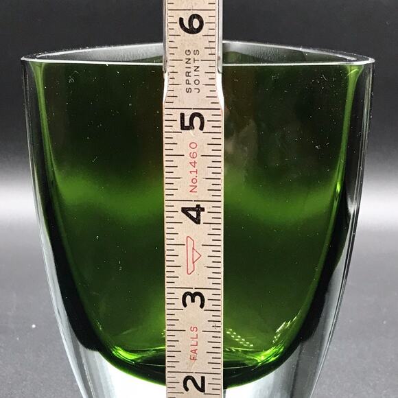 Vintage Mid-Century Modern Kronos Art Crystal Green Glass Vase Made in Poland - Picture 6 of 8